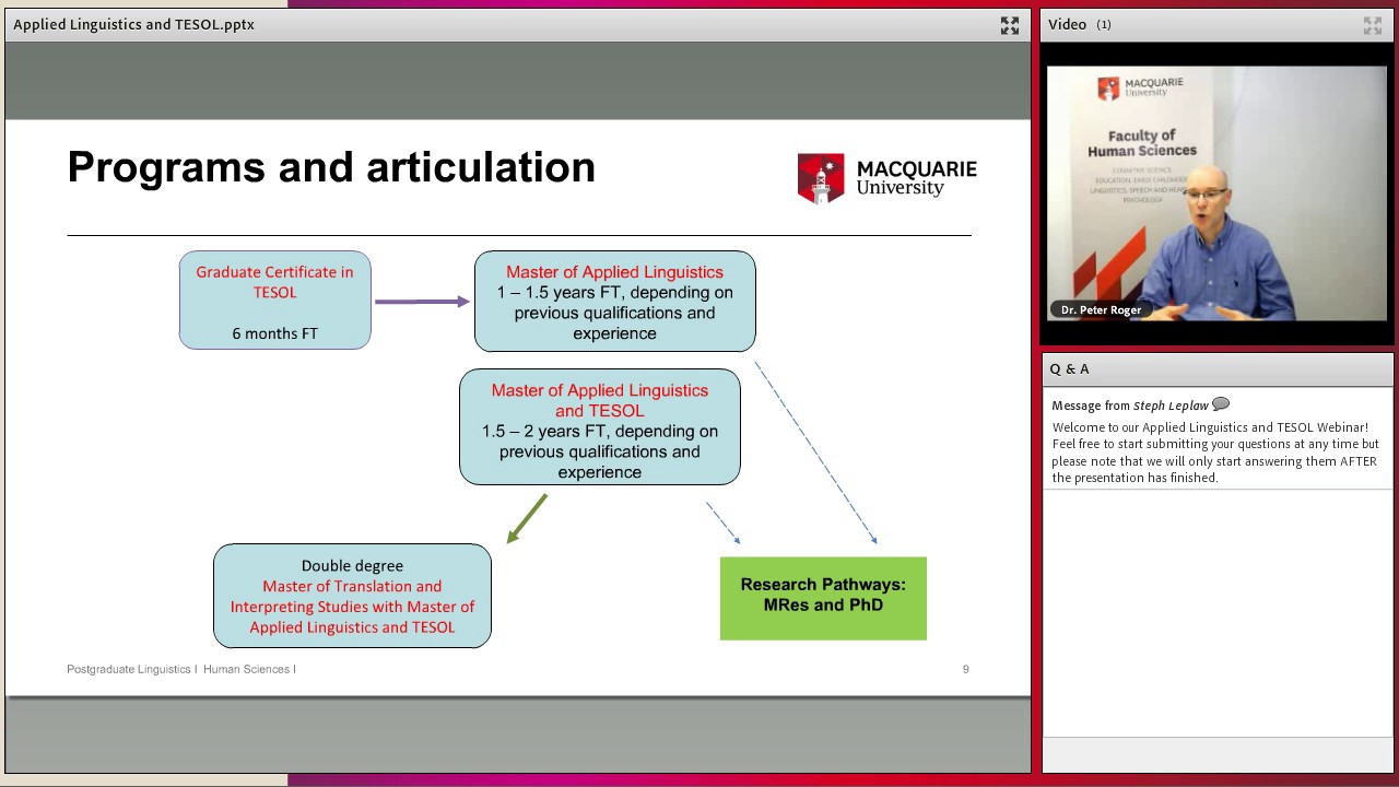 Applied Linguistics and TESOL at Macquarie University