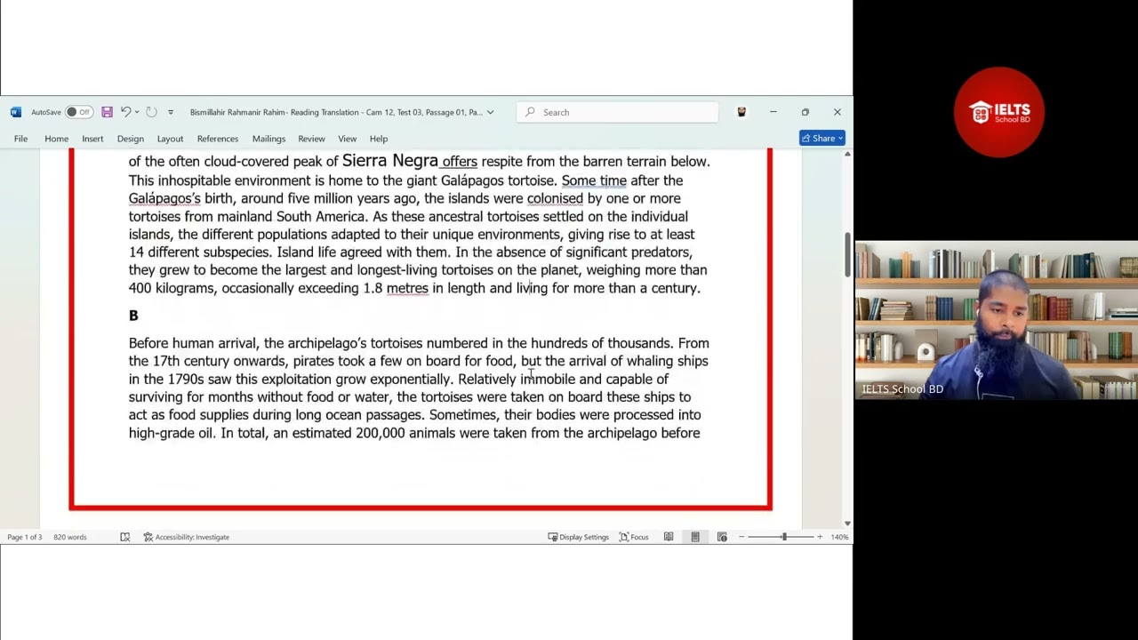 Cambridge 12 Reading Test 3 Passage 1 বাংলায় অনুবাদ - Flying Tortoises | IELTS SCHOOL BD