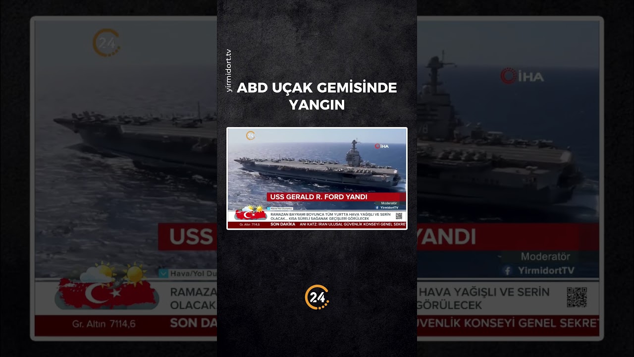 ABD U&ccedil;ak Gemisinde Yangın #abd #iran #israil #yangın