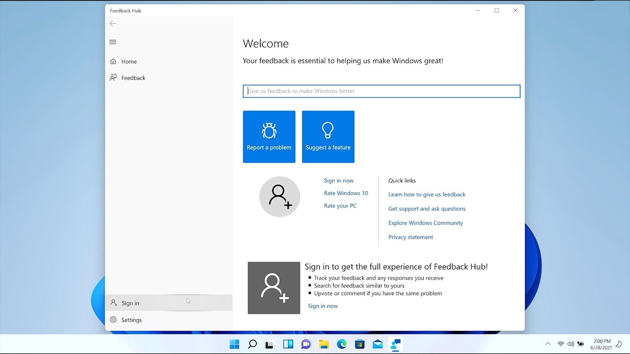 Как оставить отзыв о сборках Windows 11 Insider Preview