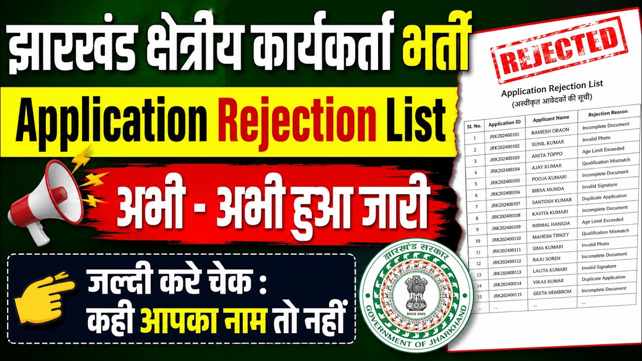 झारखंड क्षेत्रीय कार्यकर्ता भर्ती Rejection List जारी | कहीं आपका नाम तो नहीं | Rejected Candidate