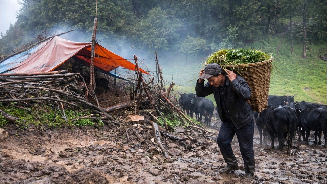 Heavy Rain in a Beautiful Nepali Village | Calm Rural Lifestyle 