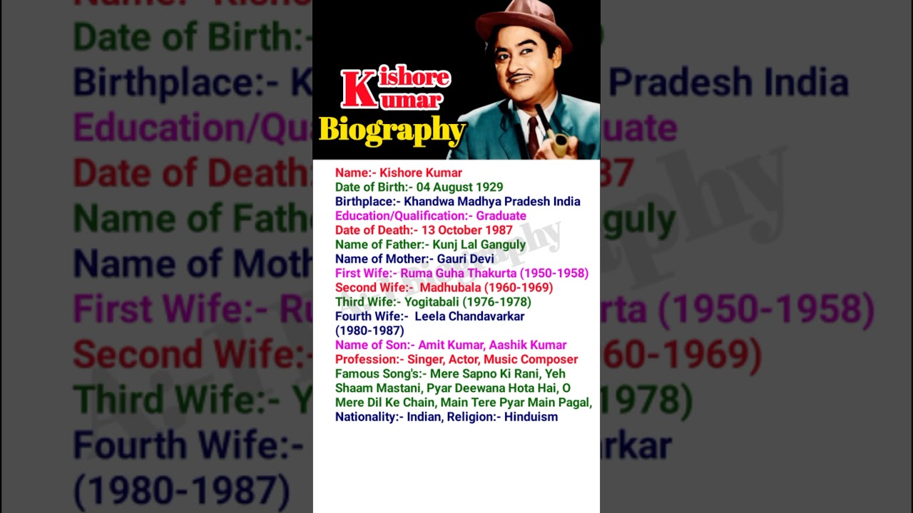 Kishore Kumar Biography.#kishorekumar #singer  #biography #bollywood #actor