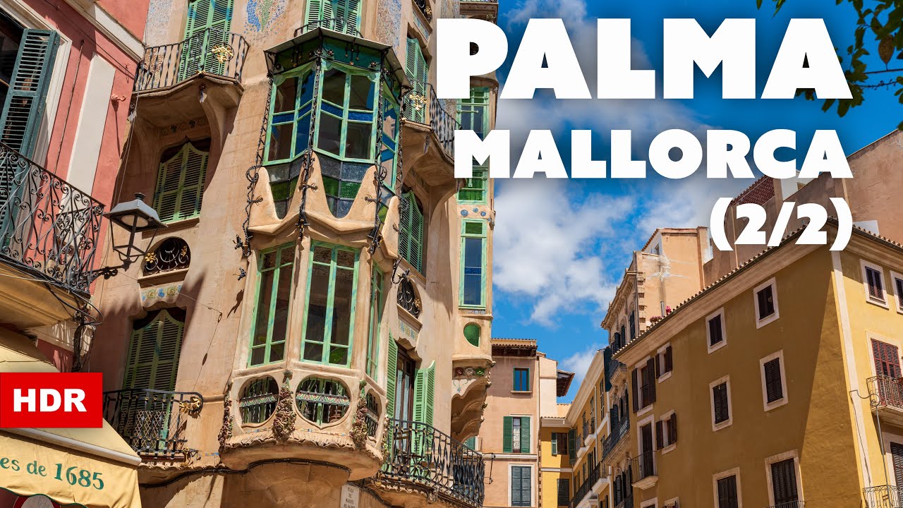 Palma Centre, Mallorca. Walking Tour (2/2) 4K HDR + Binaural Audio