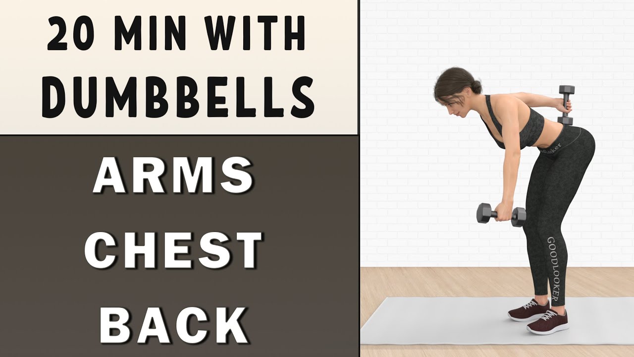 20 min UPPER BODY WORKOUT with Dumbbells // Arms, Shoulders, Chest, Back (14 exercises)