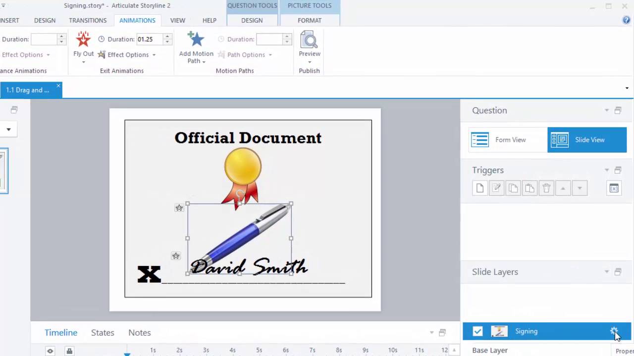 Articulate Storyline 2: How to Set Up a Simulation for a Signature