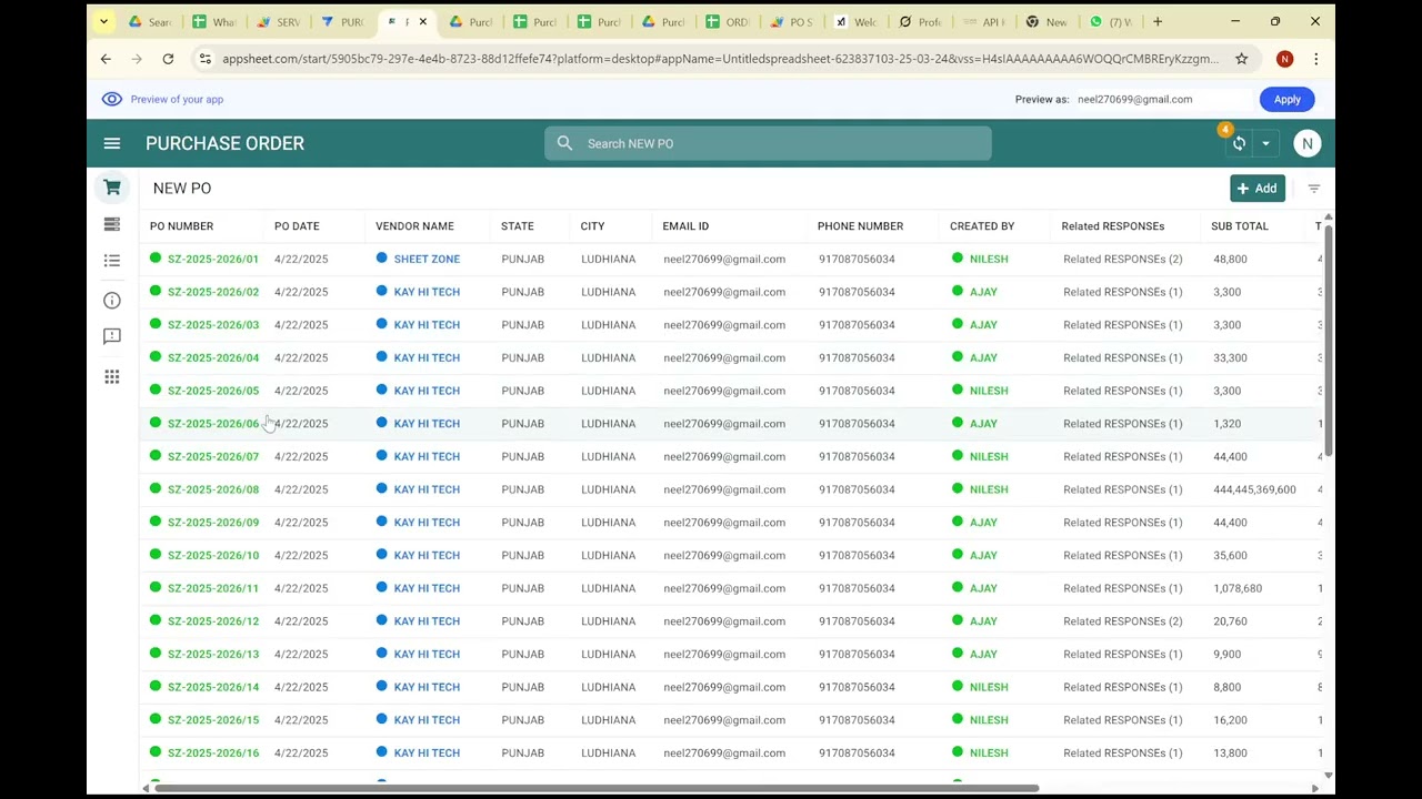 PO SYSTEM📦 How To Create a  Purchase Order System with AppSheet || Sheet Zone 🚀📋