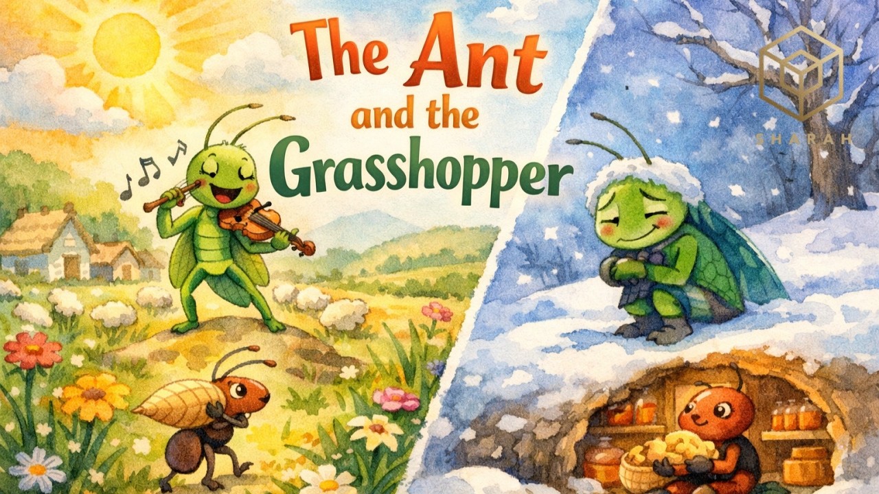 The Ant and the Grasshopper | Aesop’s Fables | Moral Story for Kids | Sharah Kids