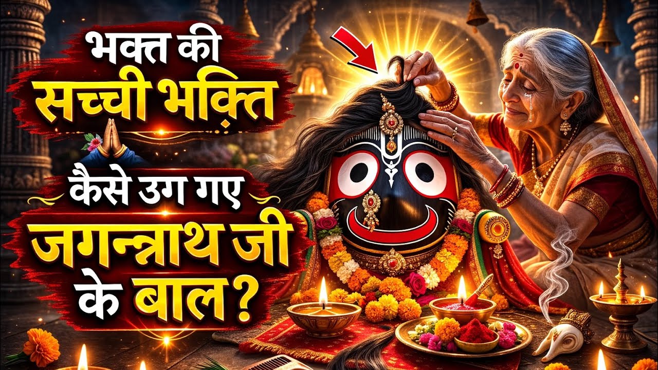 भक्त की सच्ची भक्ति कैसे उग आए जगन्नाथ जी के बाल 🤔  @Bhaktikeraag02 