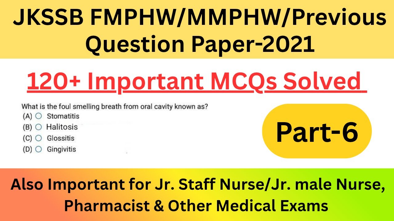 JKSSB FMPHW/MMPHW/ANM Previous Question Paper Solvd || Important  for Jr Staff Nurse, GMC EXAMS P-6