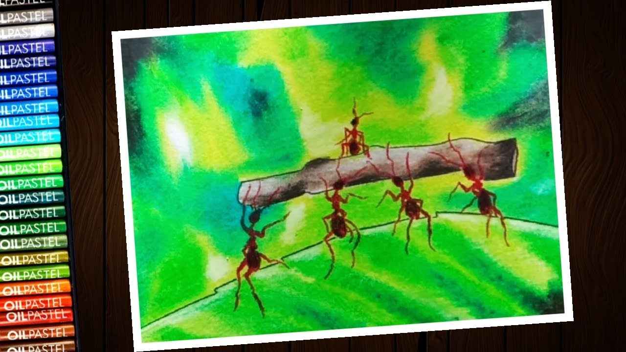 Unity is strength poster drawing with oil pastel - step by step