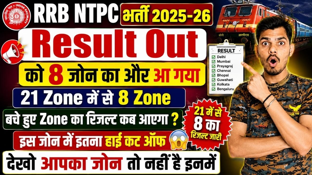 RRB NTPC 2025-26 Result Out: 8 Zones का रिजल्ट जारी! | High Cut-Off & Updates