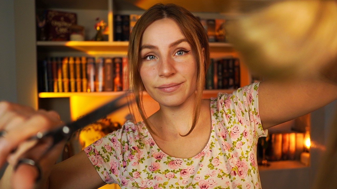 ASMR-стрижка, подравнивание и пробор волос с глубоким вниманием парикмахера | индивидуальный подход