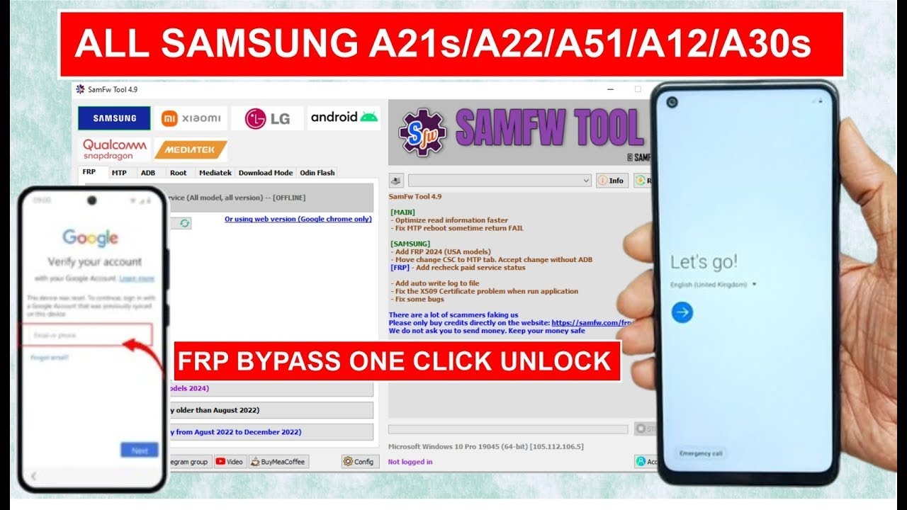 All Samsung S10+  S10  FRP Bypass Free Tool    Google Unlock One click FRP Bypass    Enable ADB