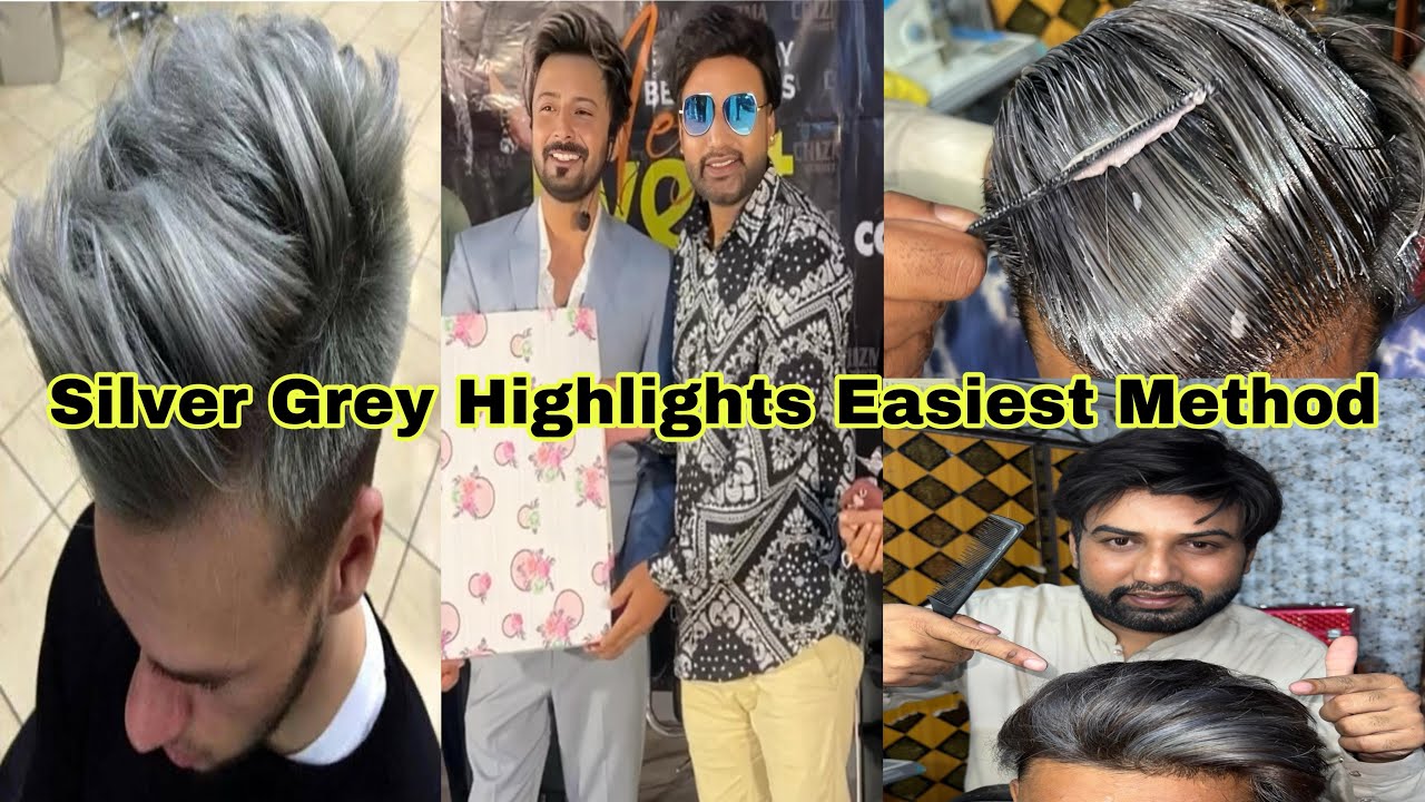 How To : Salt and Pepper Hair Color Highlights For Beginners// silver Gray Hhighlights for Boys