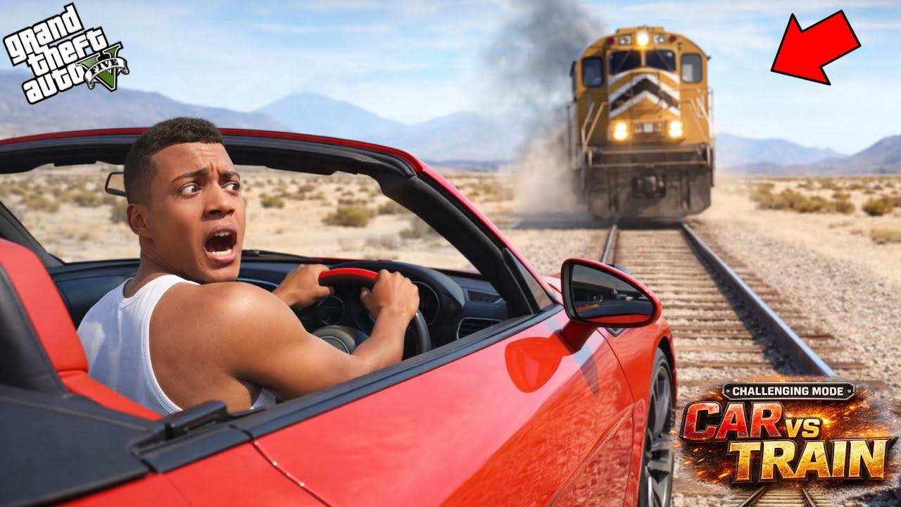 Franklin Tried TRAIN VS CAR Challenge With Shinchan And Chop In Gta 5