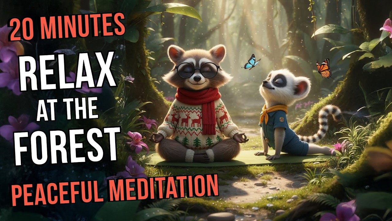 20 Minutes of Peaceful Forest Relaxation | Singing Bowls, Harp & Flute Sounds with Mr. Wash and Milo