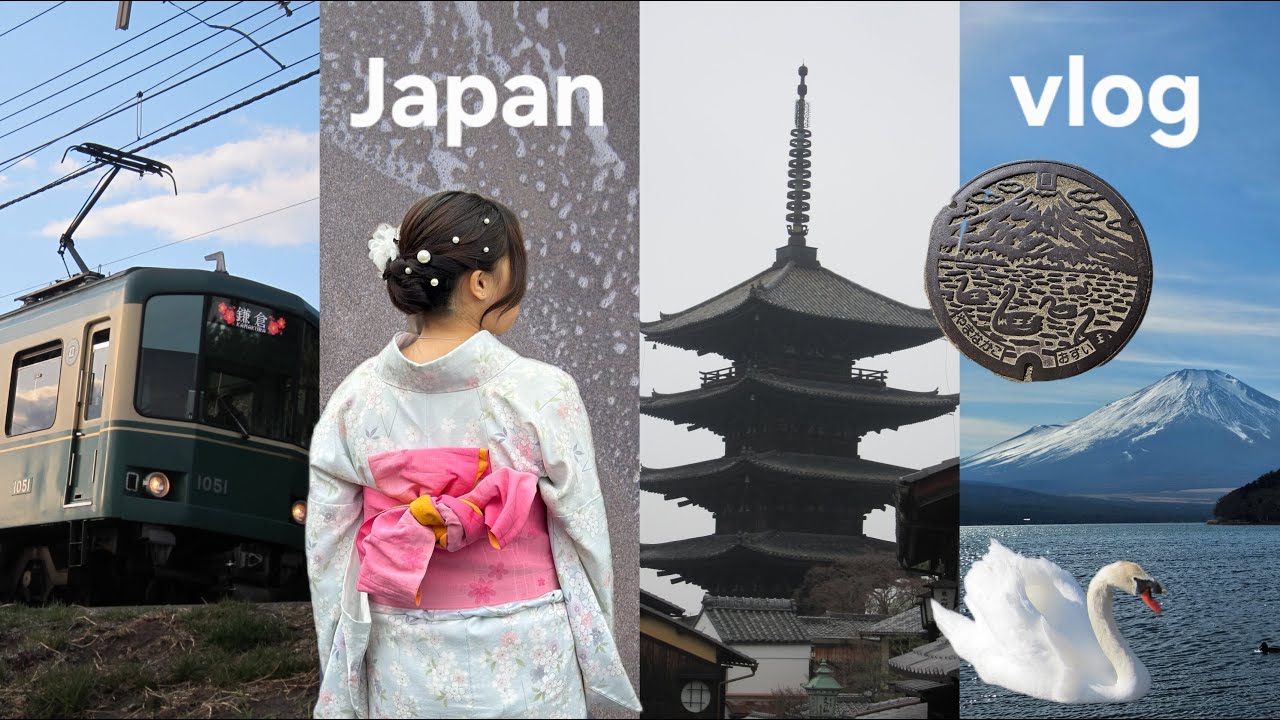 JAPAN VLOG | season 2: kamakura, mt. fuji, kyoto 🌊🗻sunset beach, swan lake, first kimono experience