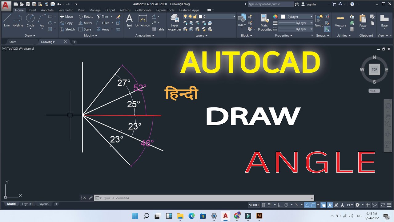 How to make angle in autocad 2022 || autocad angle tutorial hindi || autocad angle measure