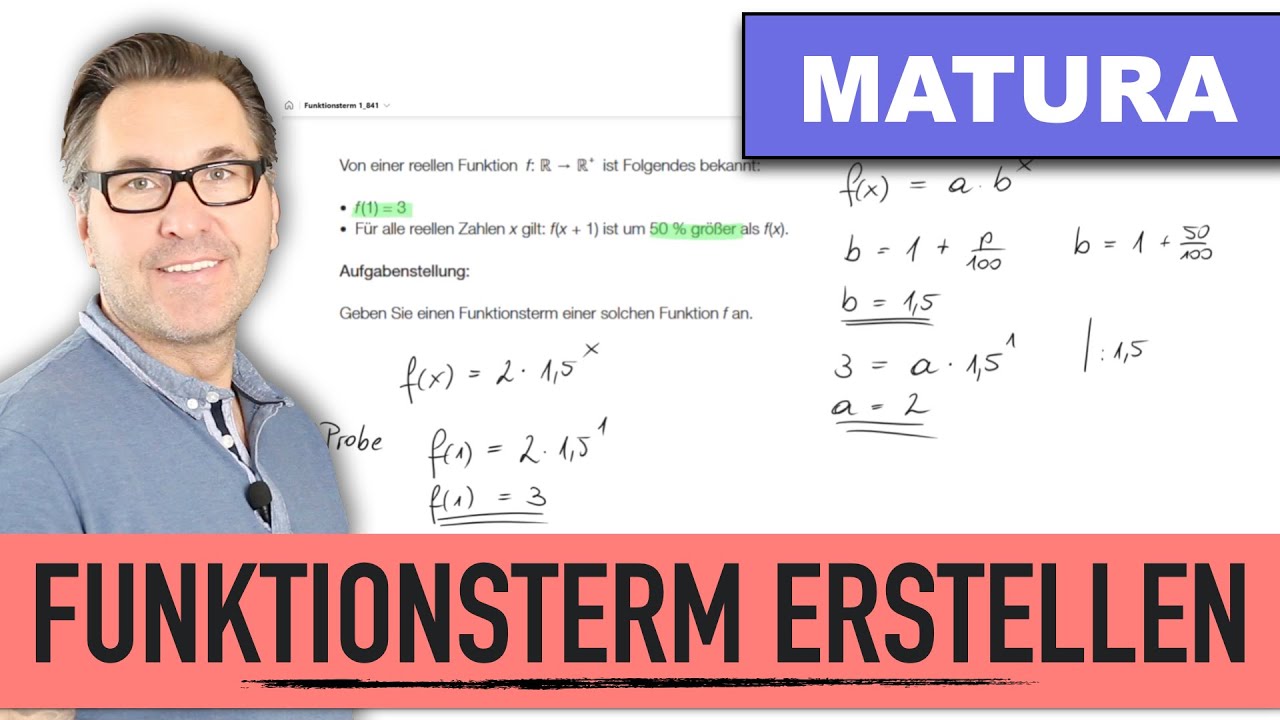 Exponentialfunktion herleiten | Funktionsterm 1_841| Wachstum und Zerfall |