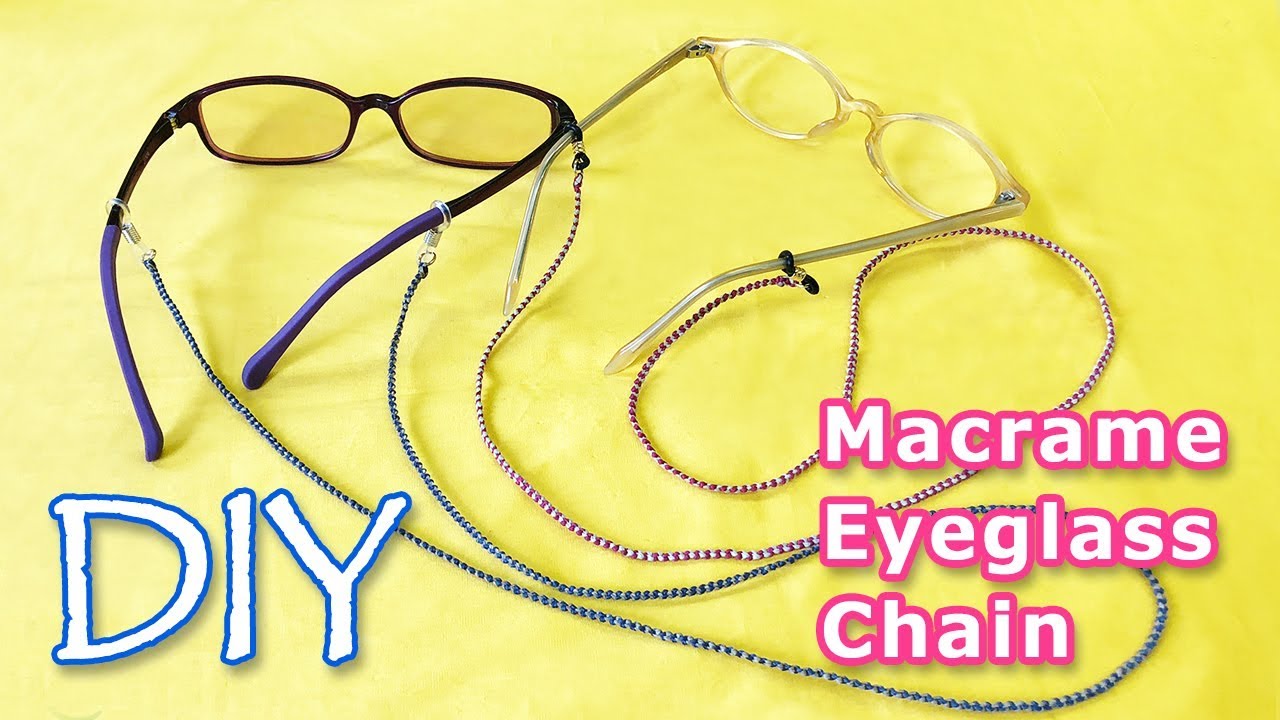 メガネストラップの超簡単な作り方！！Macrame Eyeglass Chain with Beads Tutorial【マクラメ編み】