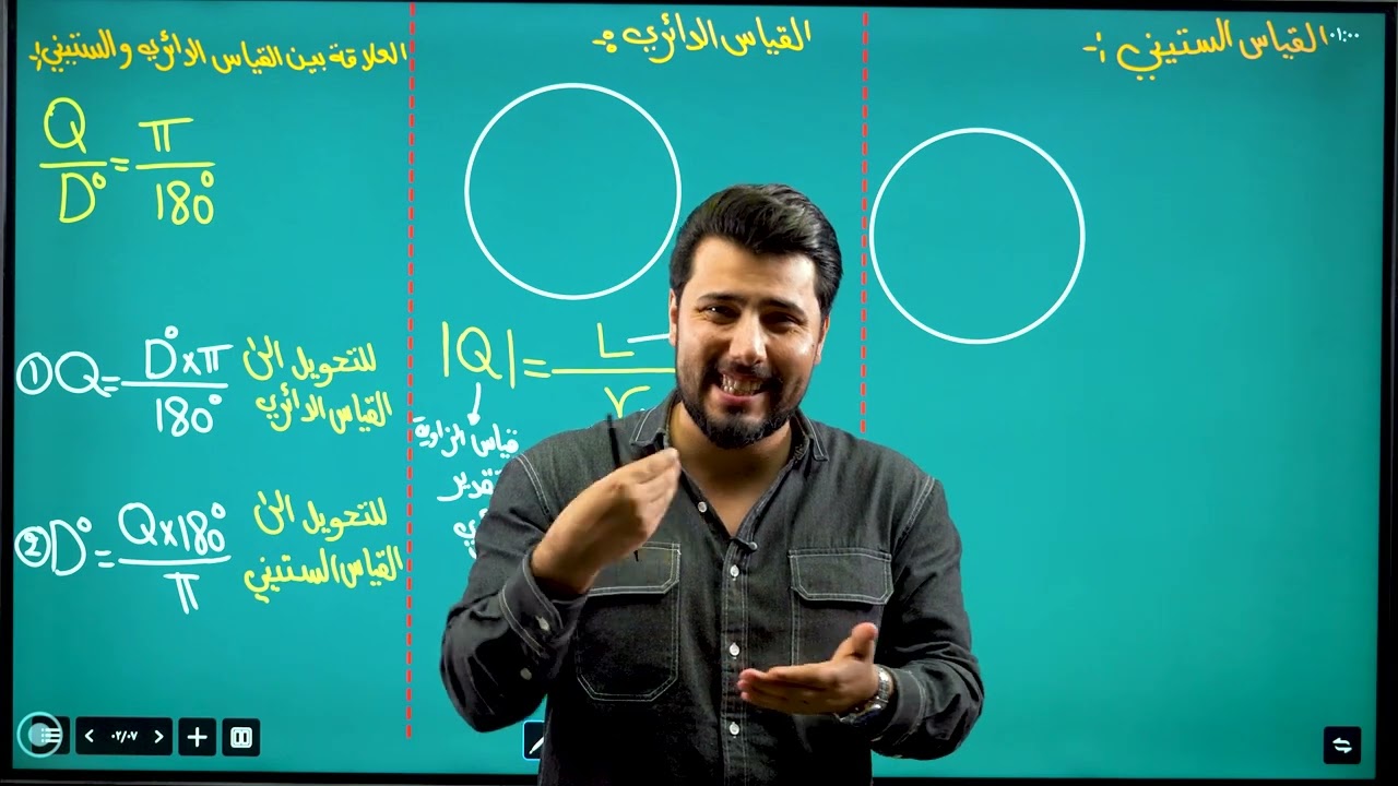 رياضيات الرابع العلمي/الفصل الرابع/الحلقة (1)/حساب المثلث /القياس الدائري والستيني/منهج 2026