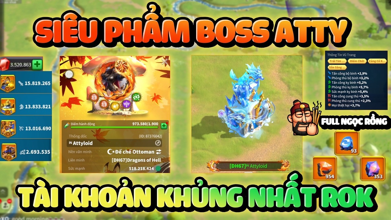 Lần Đầu Tiên Rok F2P Thấy Một Tài Khoản Khủng Khiếp Như Thế Này! Review Attyloid Rise of Kingdoms