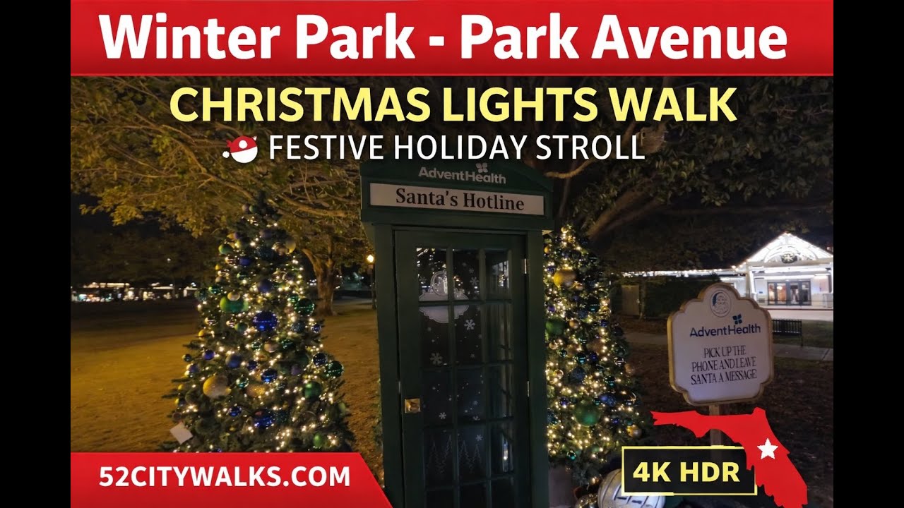 Winter Park Christmas Lights Walking Tour 🎄✨ | Park Avenue Festive Streets, Dining & Holiday Vibes