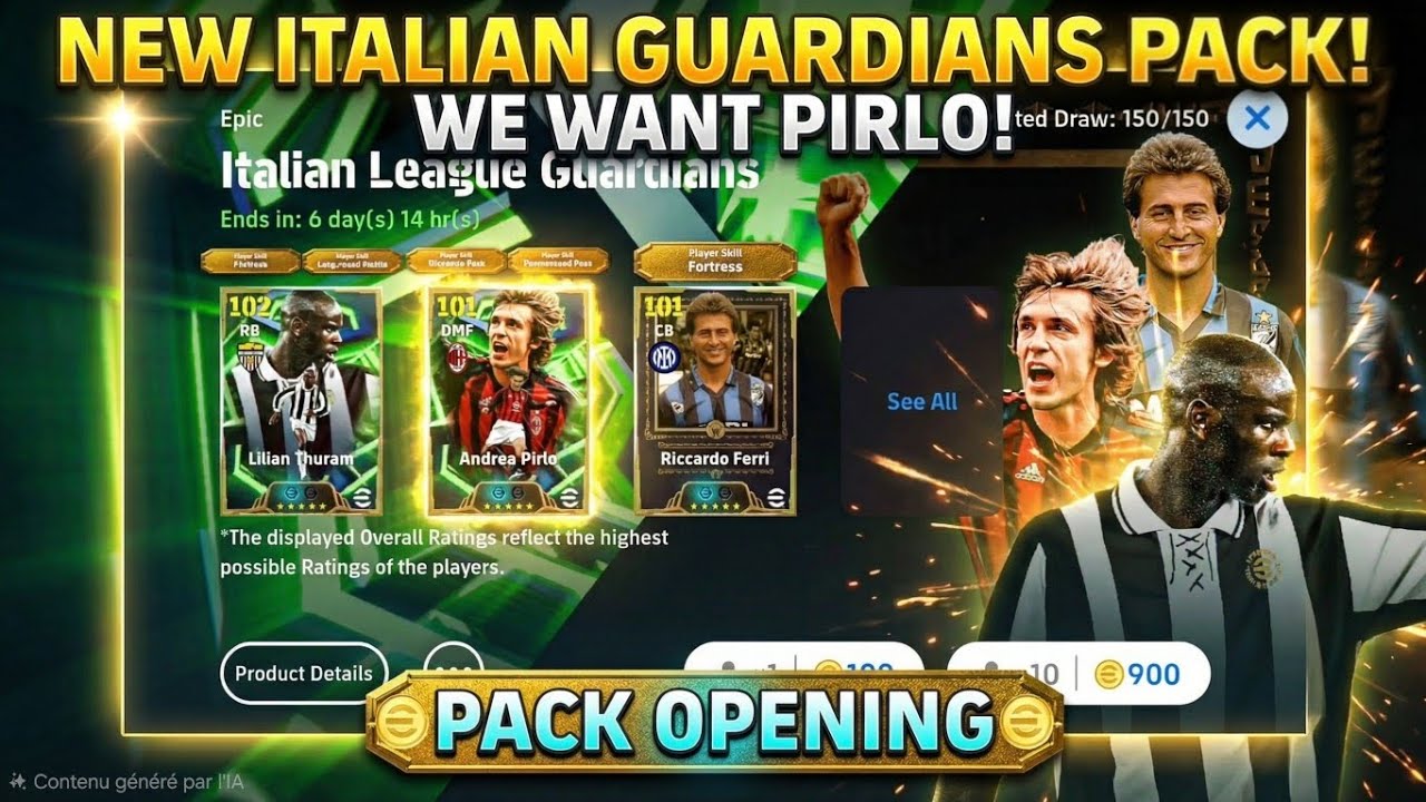 INSANE LUCK? 😱 Opening the Italian League Guardians Pack for Pirlo! (eFootball 26)