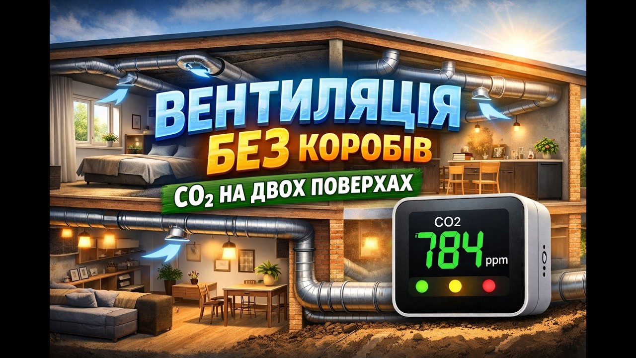 Розподіл тепла і CO₂ у будинку БЕЗ повітропроводів