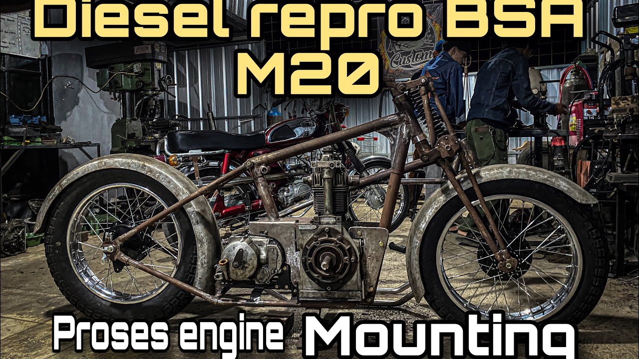 PART 1 ‼️DETAILING ENGINE MOUNTING diesel repro BSA M20  #bsadisel #chopper #genset #vanguartd