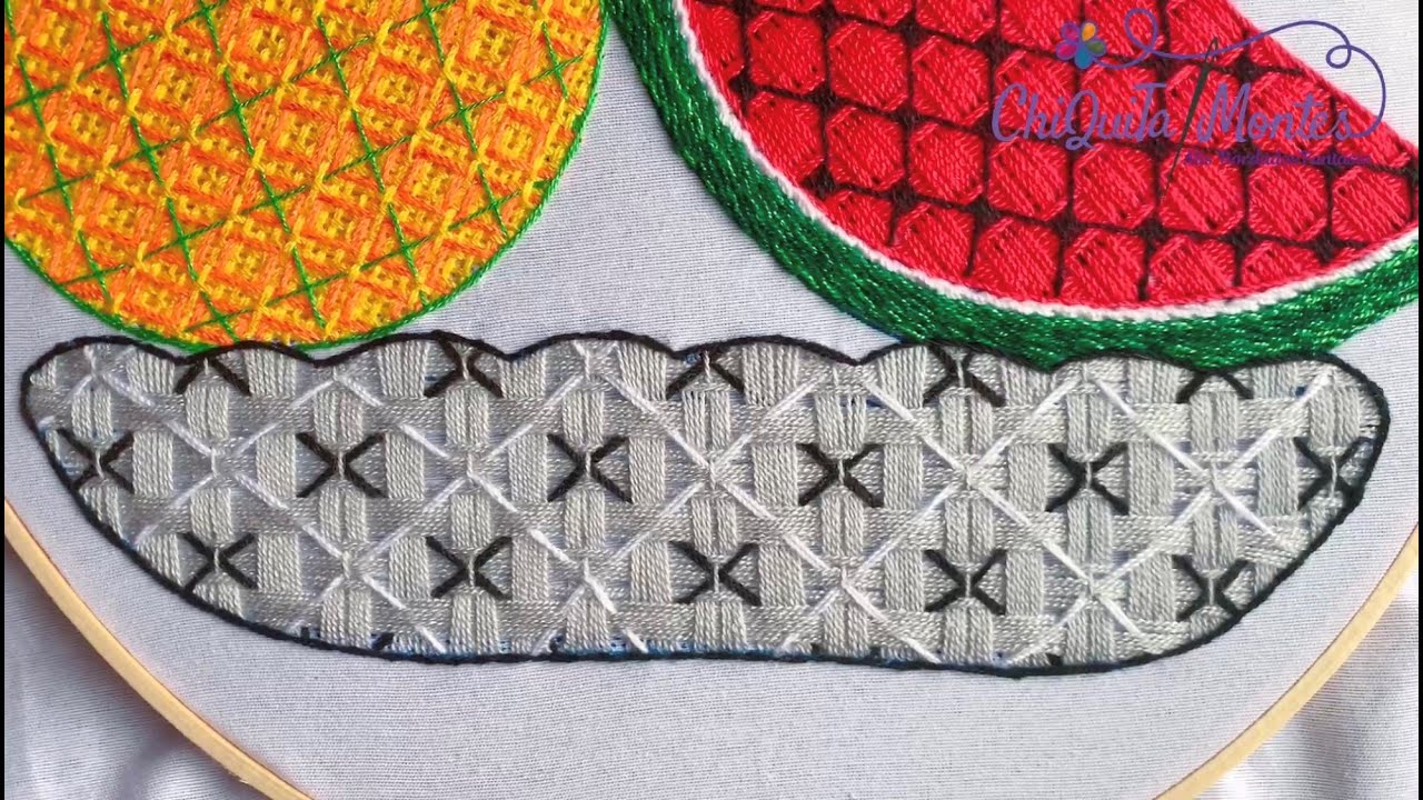 Bordado Fantasía Frutero 7 / Hand Embroidery Fruit Bowl with Fantasy Stitch