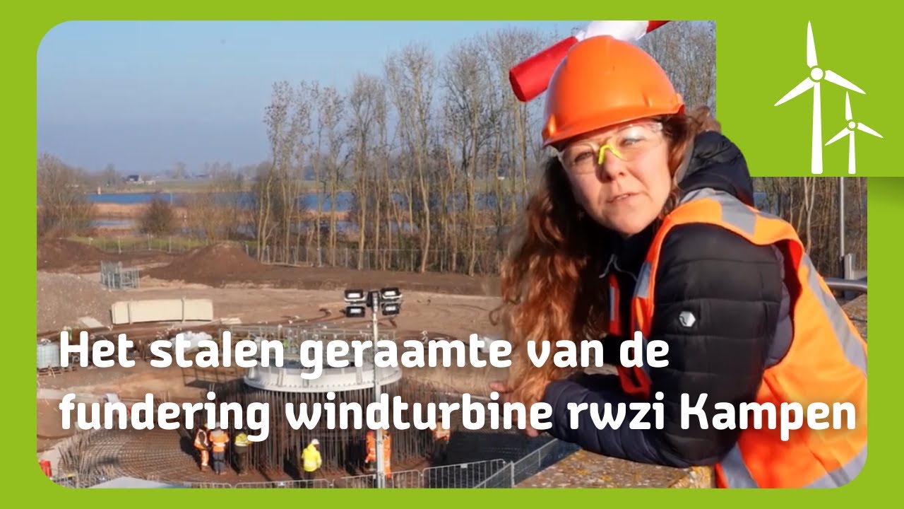 Het stalen geraamte van de fundering - windturbine rioolwaterzuivering Kampen (vlog 2)