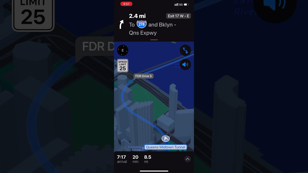 Apple Maps detailed city view NYC to LaGuardia Airport in iOS 15