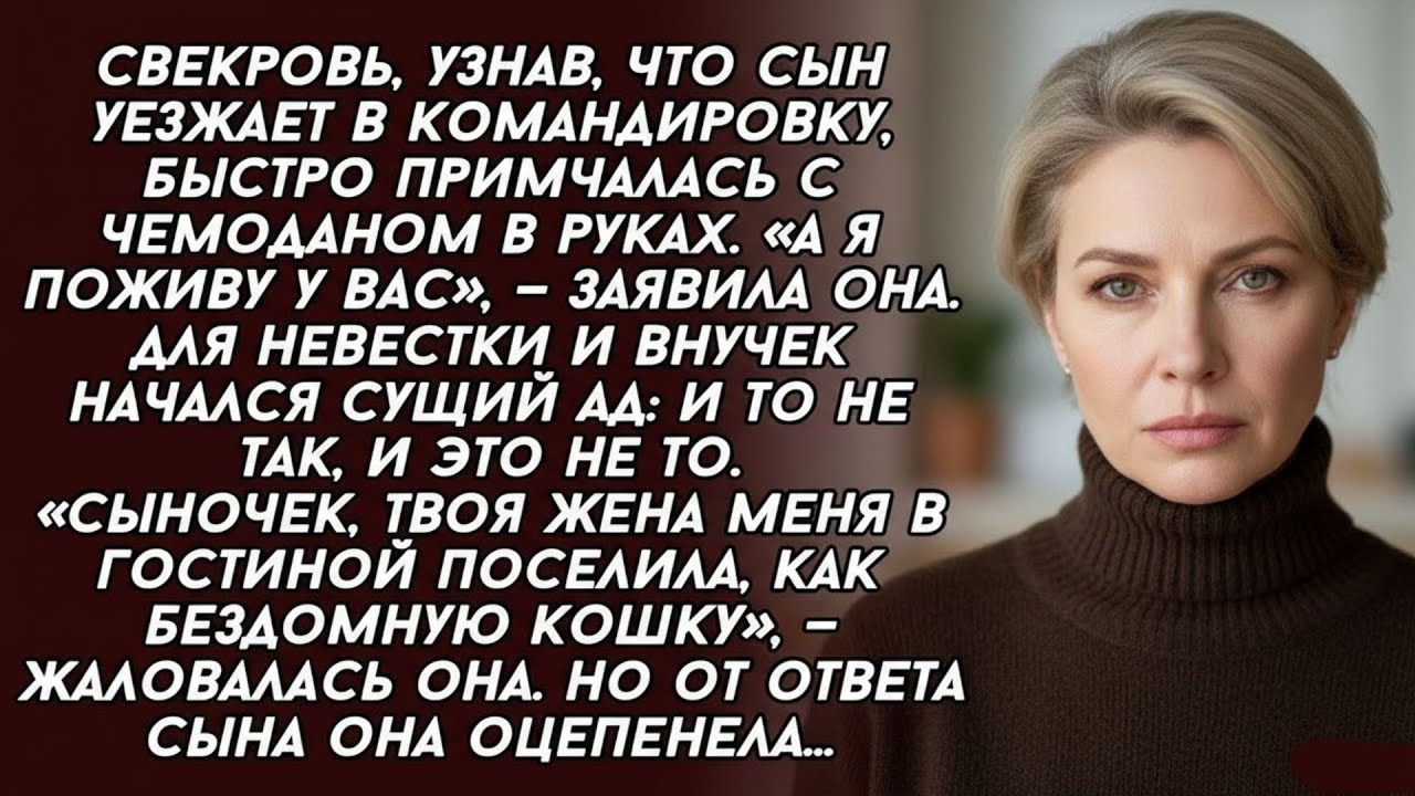 👉Сыночек, твоя жена меня в гостиной поселила, как бездомную кошку, —жаловалась свекровь