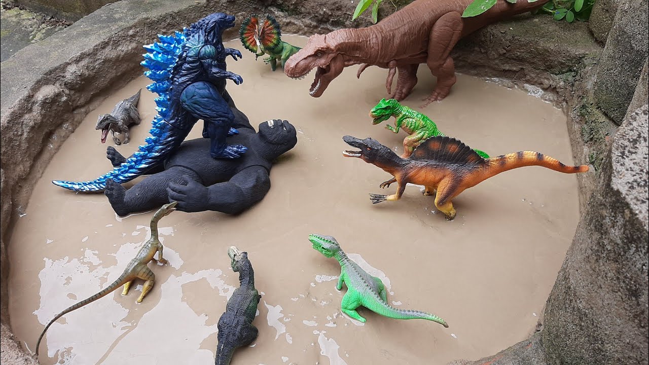 Dinossauros de Plástico Presos na Lama Idominus Rex Ceratossauro Compsognato Gorgossauro