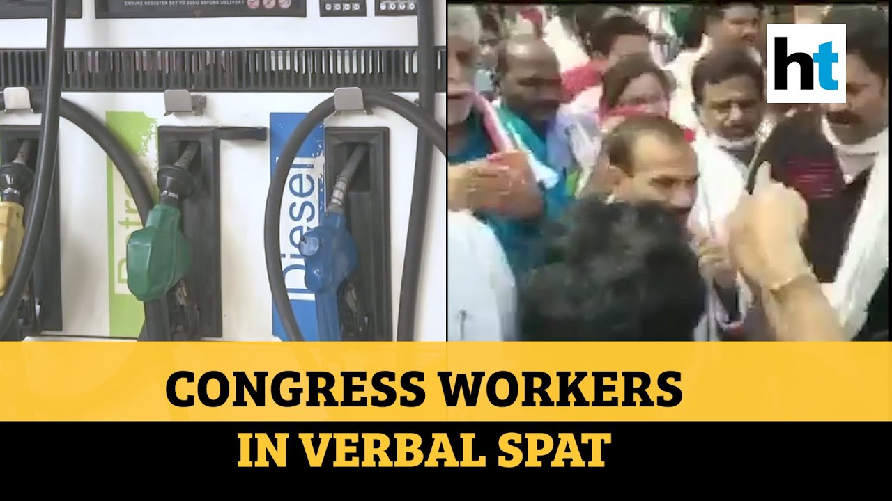 Verbal spat between Cong workers' groups during protest over fuel price hike