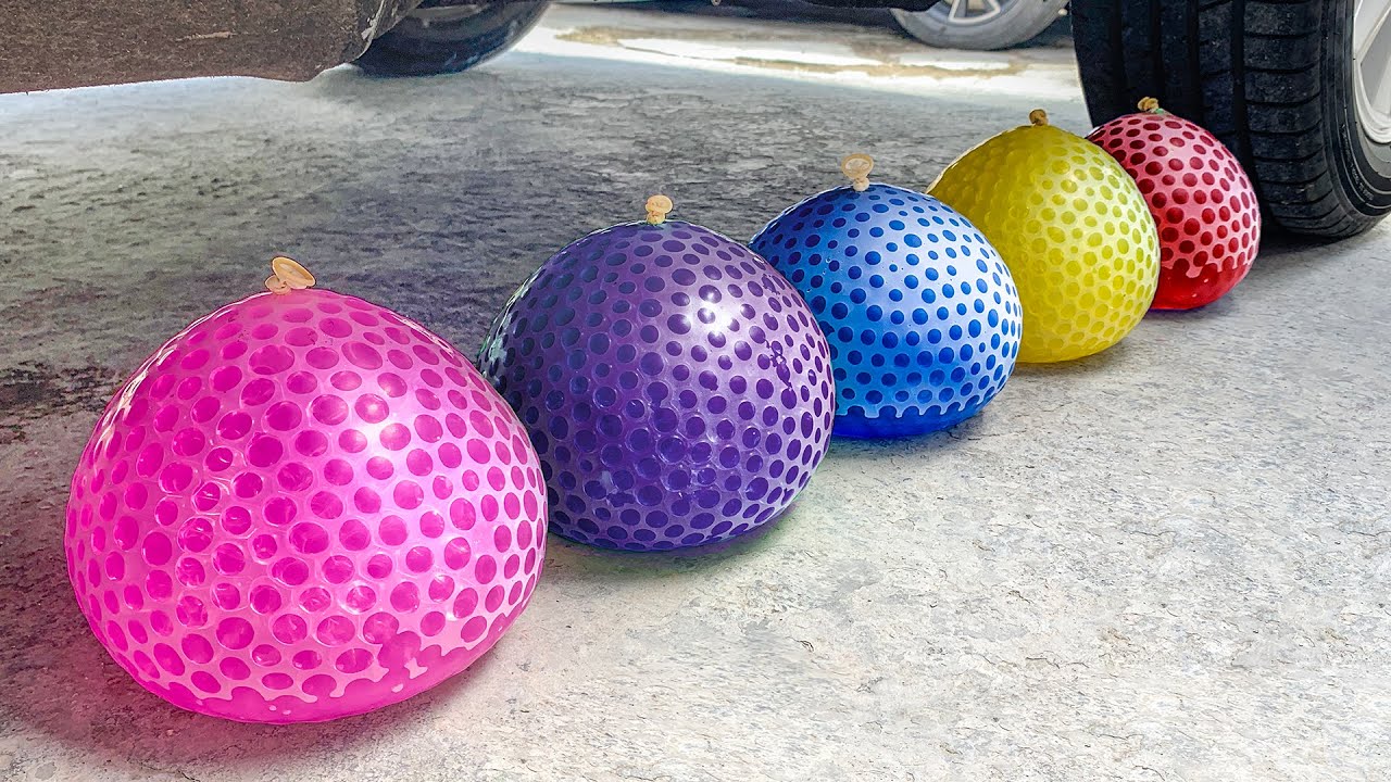 Experiment Rainbow Giant Orbeez Ball vs Car! Crushing Crunchy, Soft Things with Car ASMR! HP Crunchy