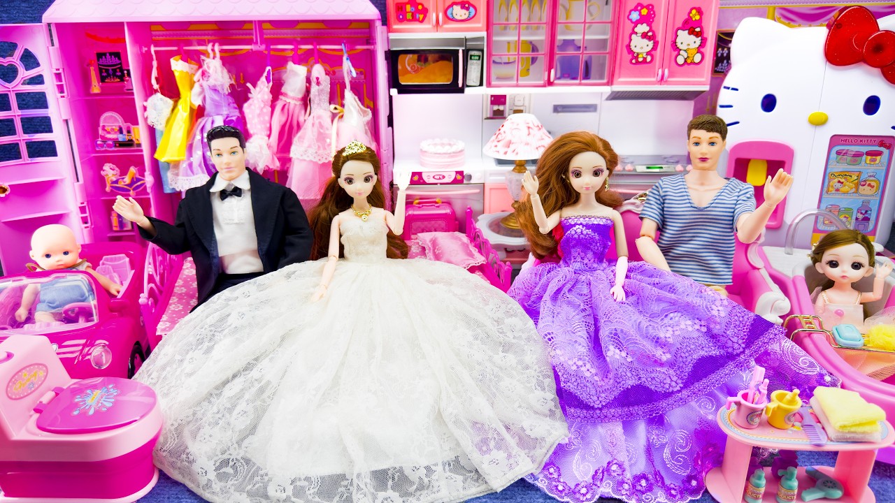 23 Minutes Satisfying Unboxing Wedding Barbie Princess Pink Kitchen Rock Bed Play Set Review Toys