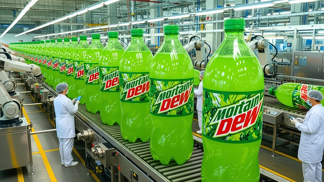 Inside a Giant Mountain Dew Bottling Plant | Full Factory Production Process & High-Speed Line
