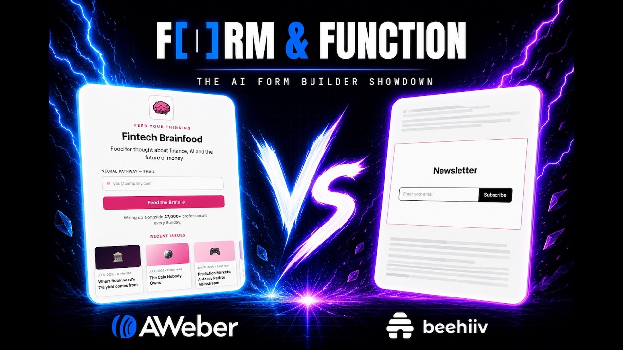 AWeber AI Signup Form Builder против Beehiiv: создание лендинга для Fintech Brainfood
