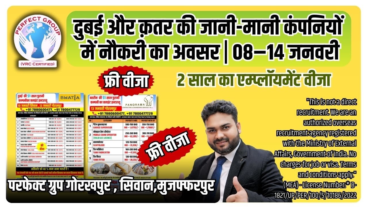 08–14 जनवरी Perfect Group Office Gorakhpur Siwan Muzaffarpur में इंटरव्यू का बड़ा दिन