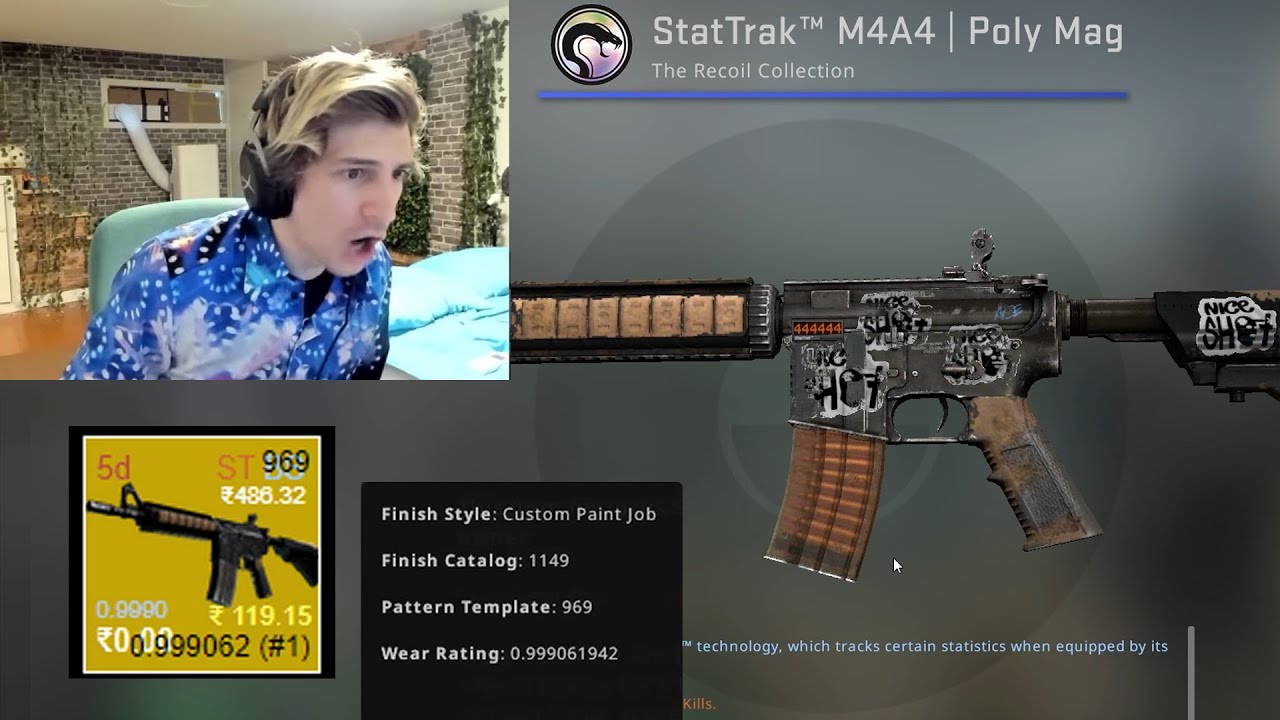 xQc Unboxes The #1 Worst Float M4A4 From The New CSGO Recoil Case