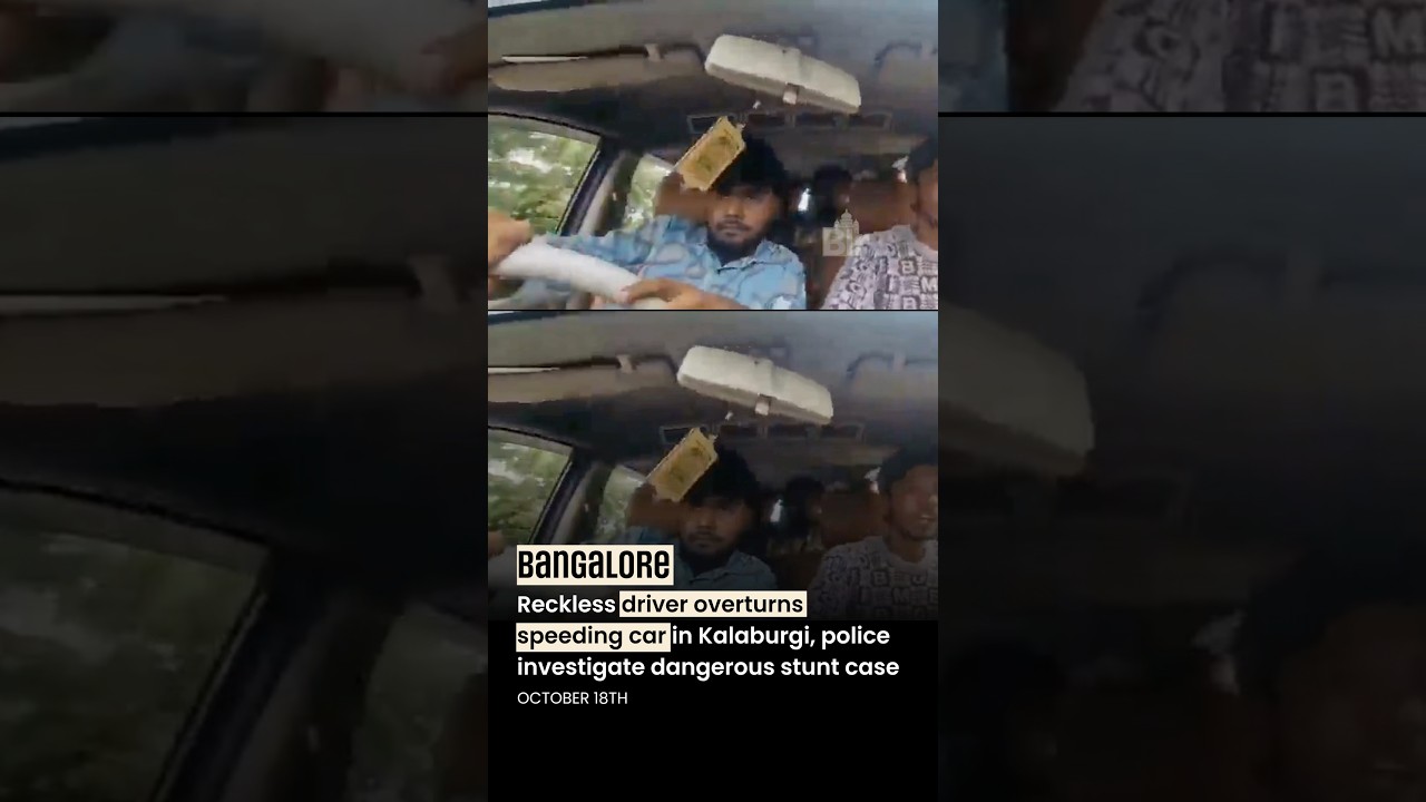 Reckless driver overturns speeding car in Kalaburgi, police investigate dangerous stunt case 😞
