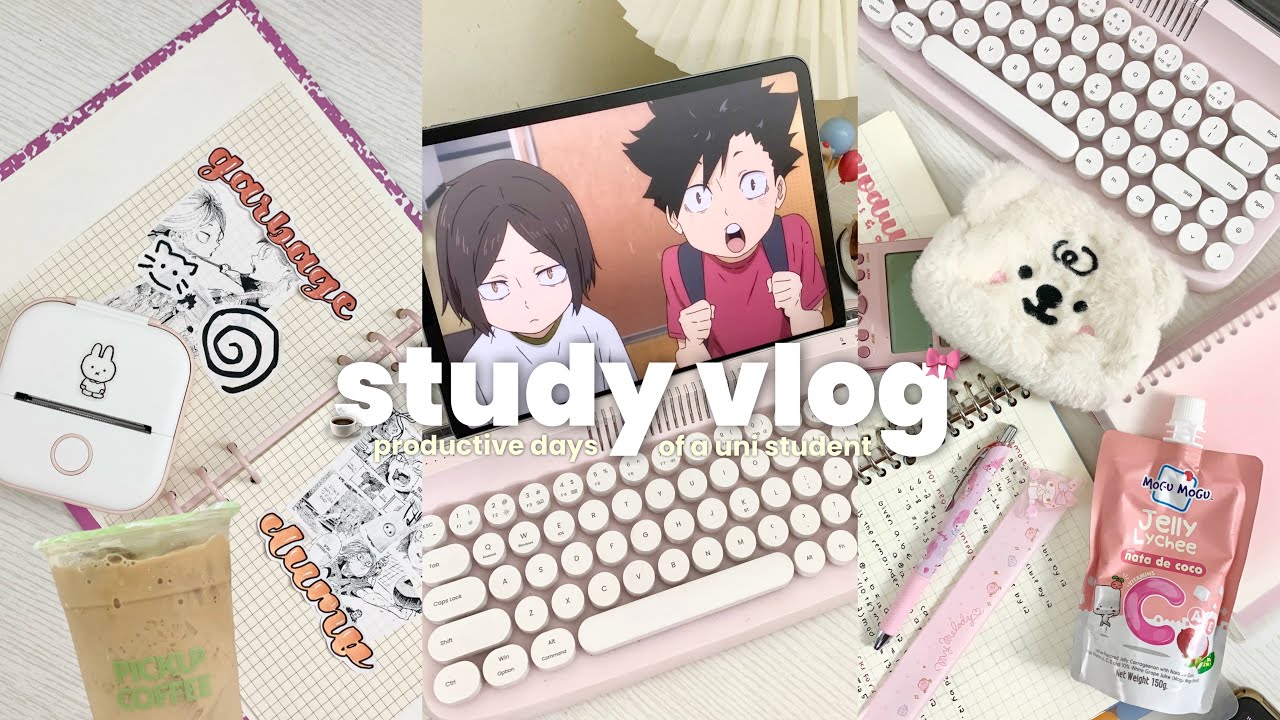 STUDY VLOG 🗯️🌷 productive days, haikyuu movie, cafe studying, cramming, coffee, maono pd200x
