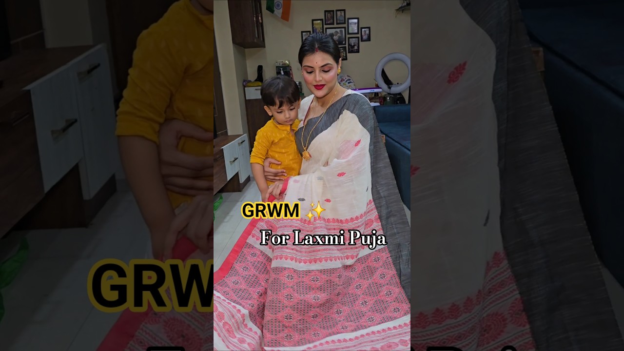 Get Ready With Me for Laxmi Puja #laxmipuja #simplemakeup #grwm #grwmmakeup #grwmoutfit
