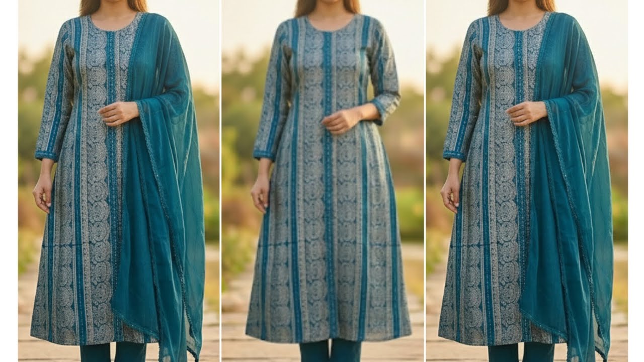 Front open a-line Kurti cutting and stitching/front slit kurti tutorial #fashion  #new #dressdesign