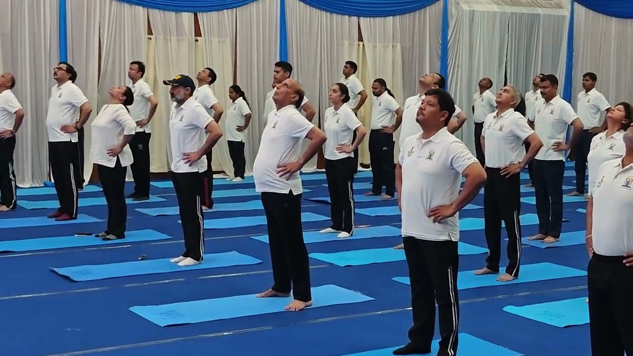 Union Defence Minister Rajnath Singh and CM Conrad Sangma attend  Yoga Day event on June 21