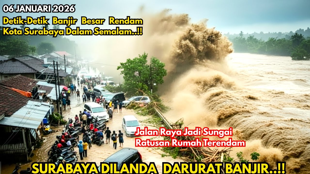 DETIK-DETIK SURABAYA BERUBAH JADI LAUTAN AIR 06/01/2026, BANJIR TANGGUL JEBOL JALANAN LUMPUH TOTAL