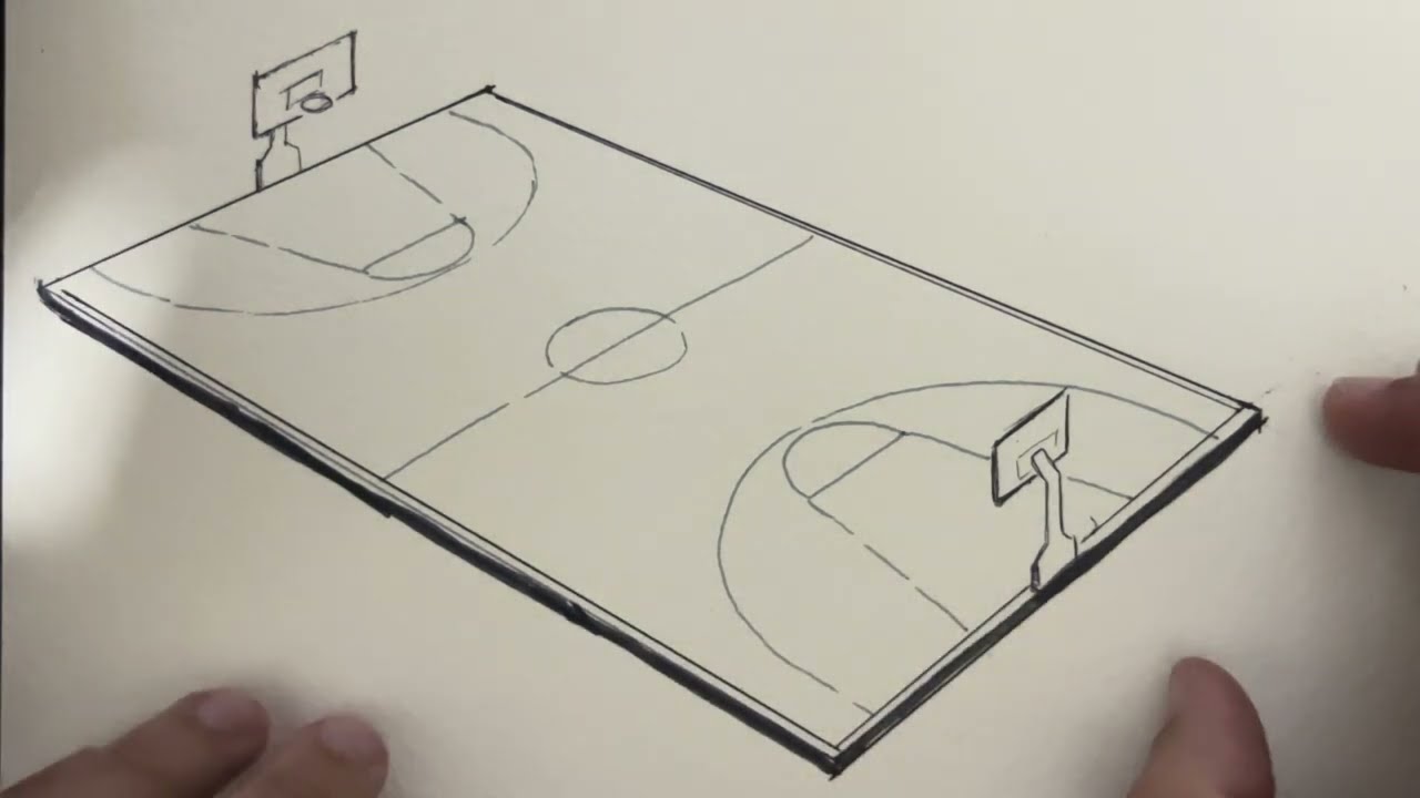 How to Draw a Basketball Court | Basketball Court Drawing | Cómo dibujar una cancha de baloncesto